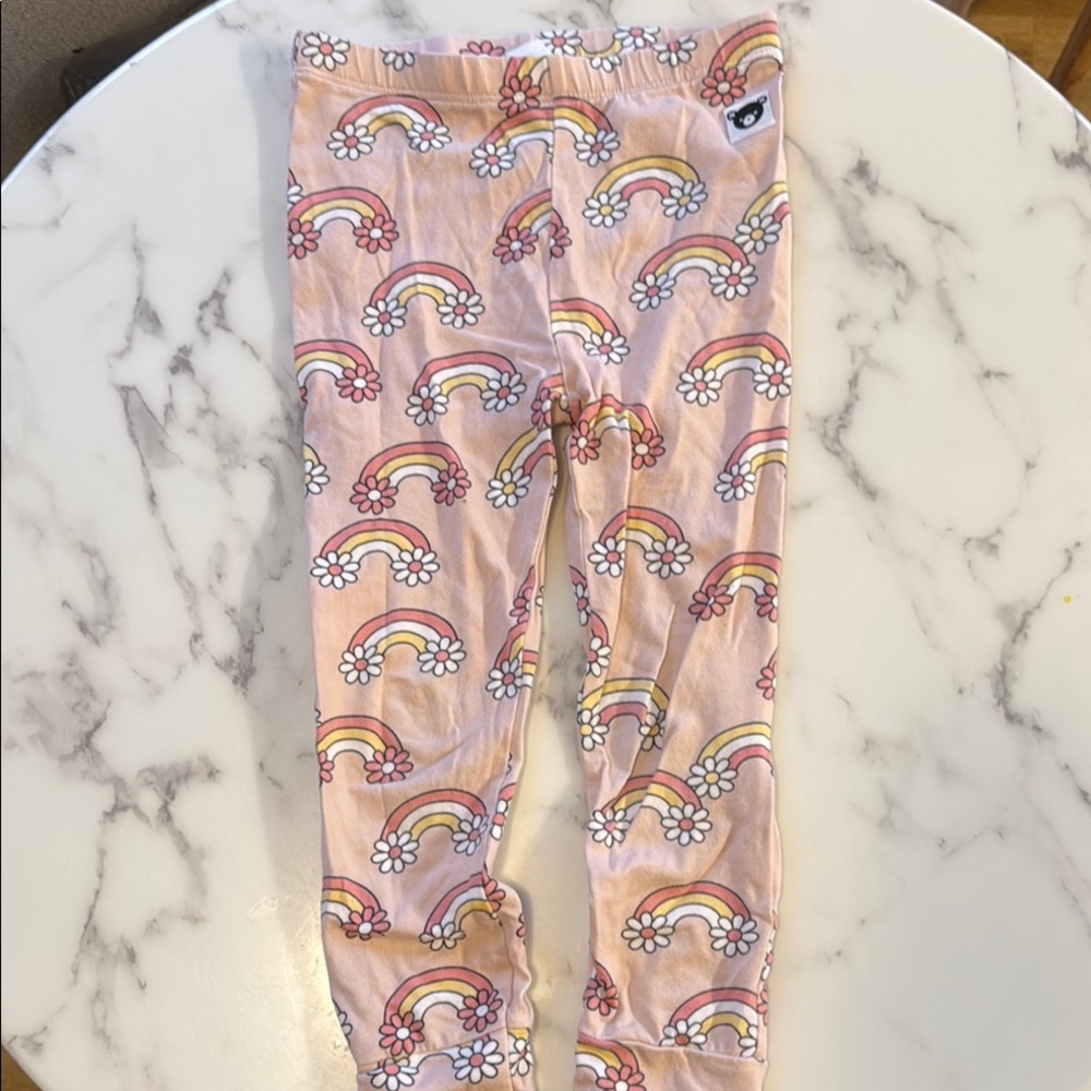 Huxbaby Pink Rainbow and Flower Leggings